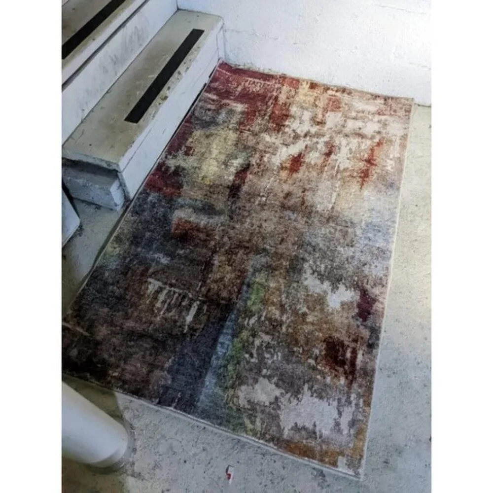 New 3x5 Modern Abstract Rug, Washable Non-Slip Faux Wool Carpet for Home & Entry